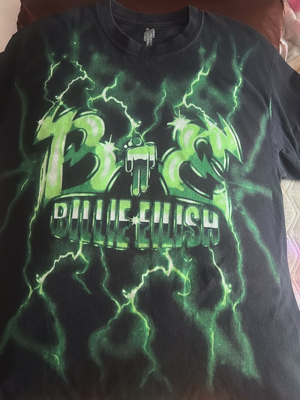 Billie Eilish Green Lightening Graffiti Cotton T-Shirt